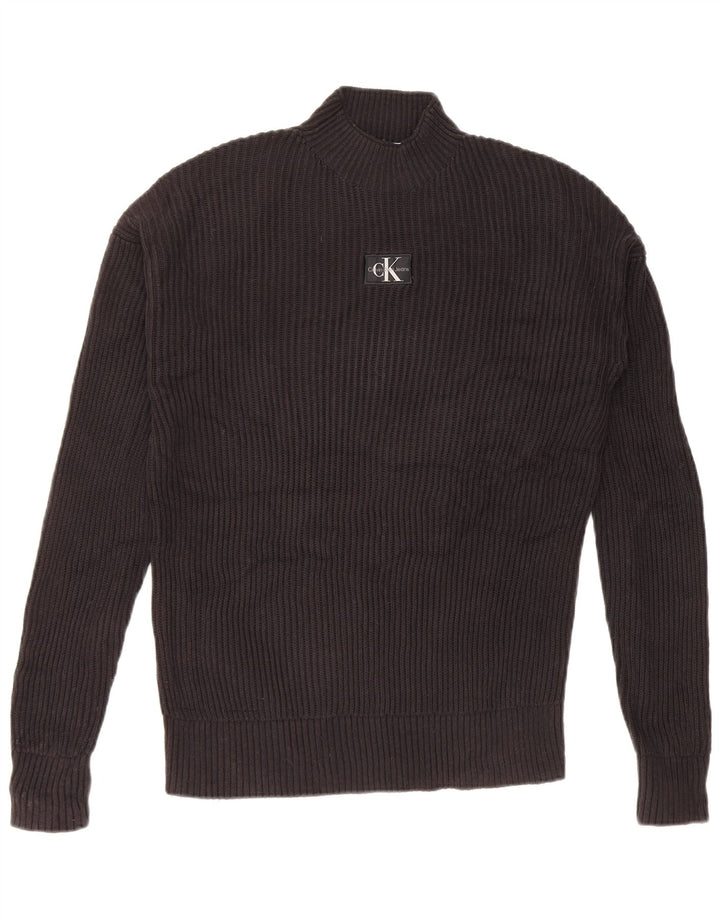 Calvin Klein Jeans Maglione da uomo con collo alto e maglione grande nero