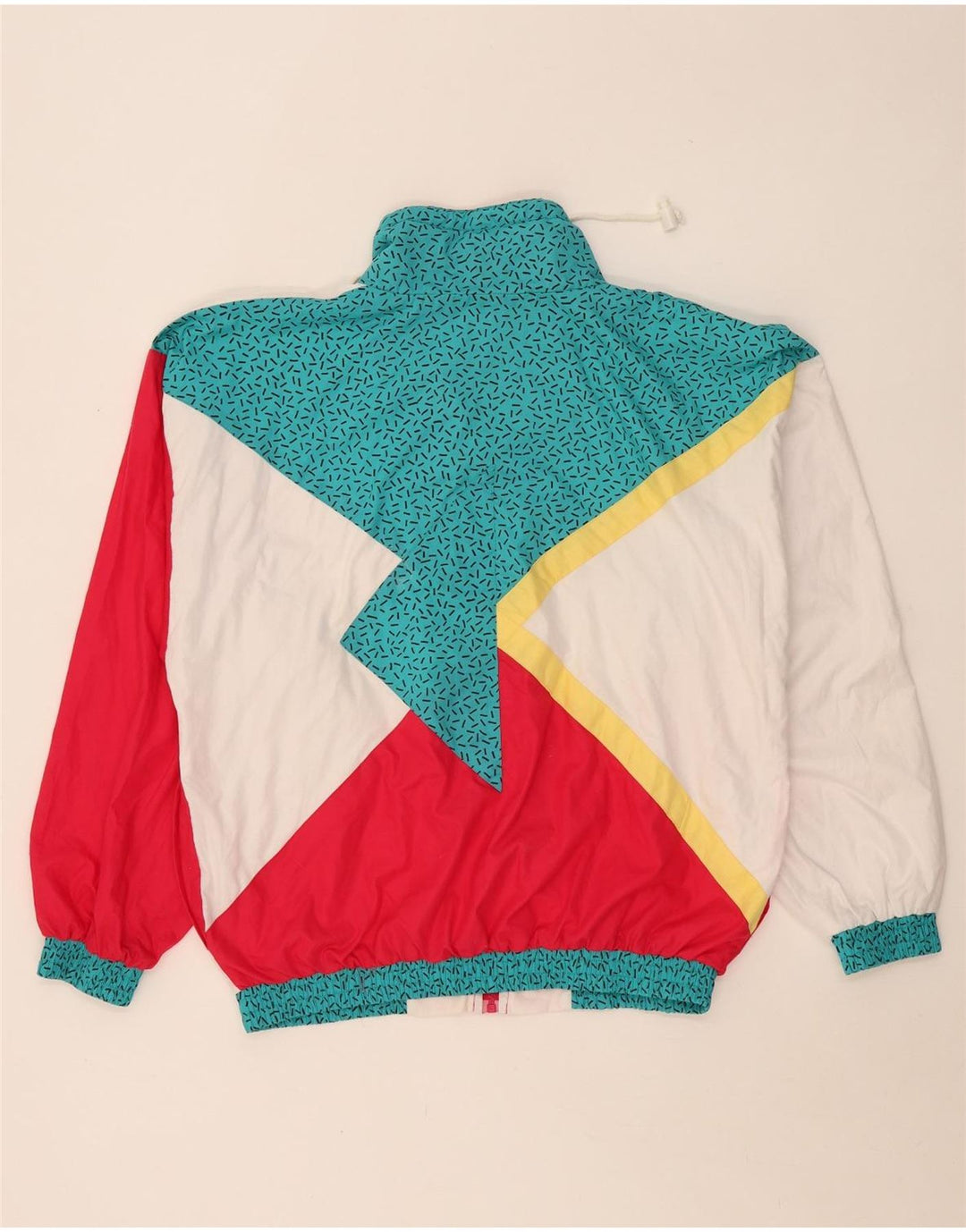 Giacca a vento vintage da uomo UK 38 Poliestere color block bianco medio