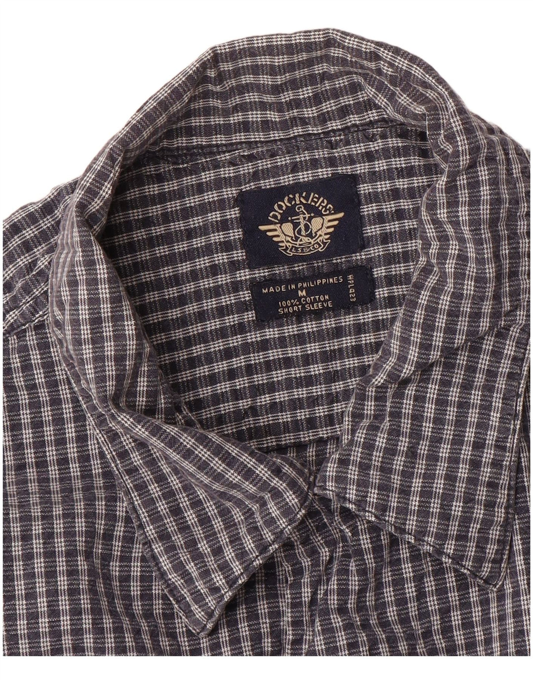 DOCKERS Camicia a maniche corte da uomo in cotone a quadri blu navy medio