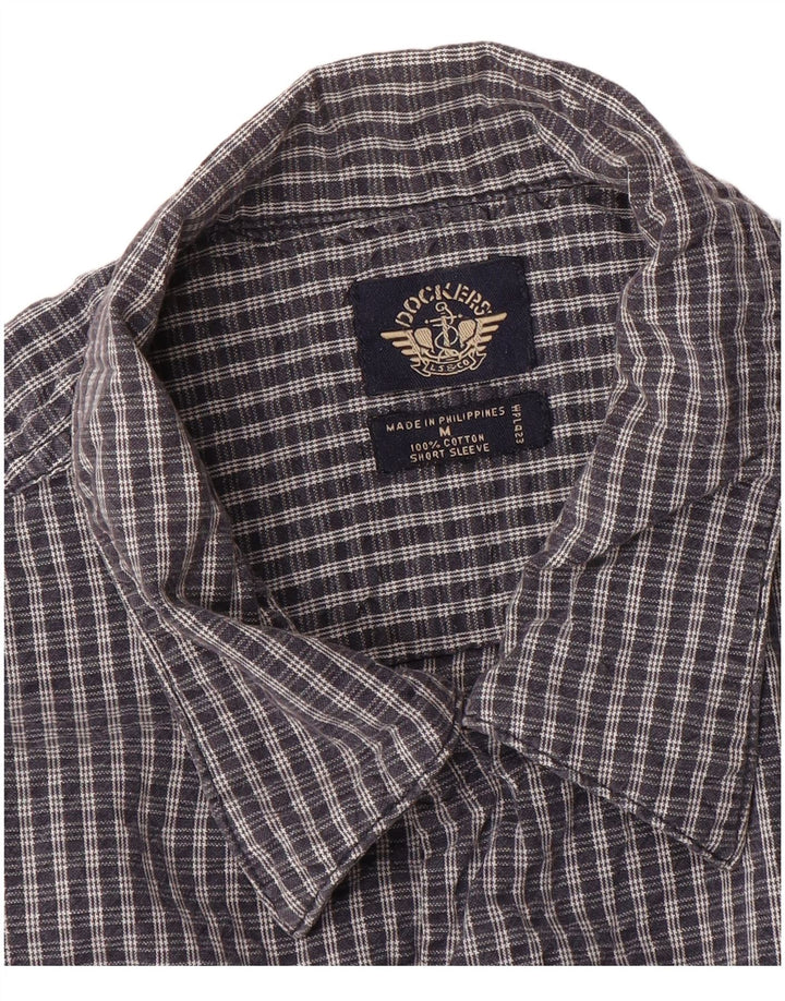DOCKERS Camicia a maniche corte da uomo in cotone a quadri blu navy medio