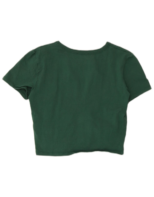 T-shirt corta da donna Zara UK 14 grande in cotone verde