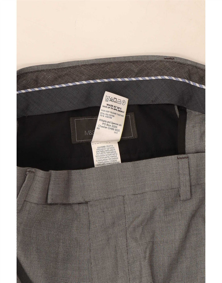 Pantaloni casual da uomo Marks & Spencer su misura W34 L33 poliestere grigio