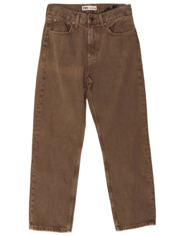 Jeans Zara da donna a vita alta EU 38 Small W28 L26 Cotone marrone