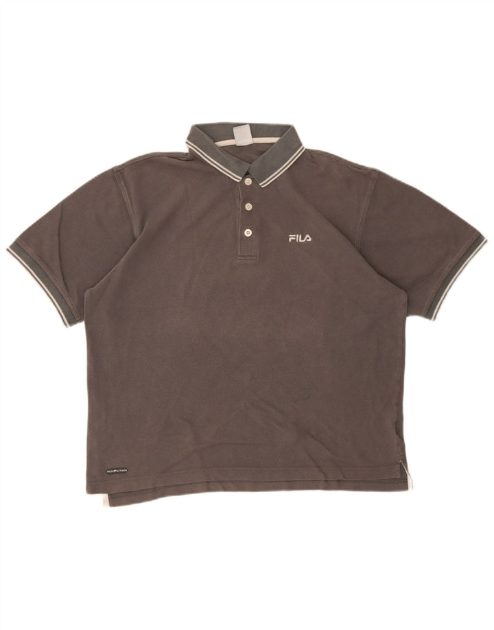 Polo da uomo Fila in cotone grigio medio