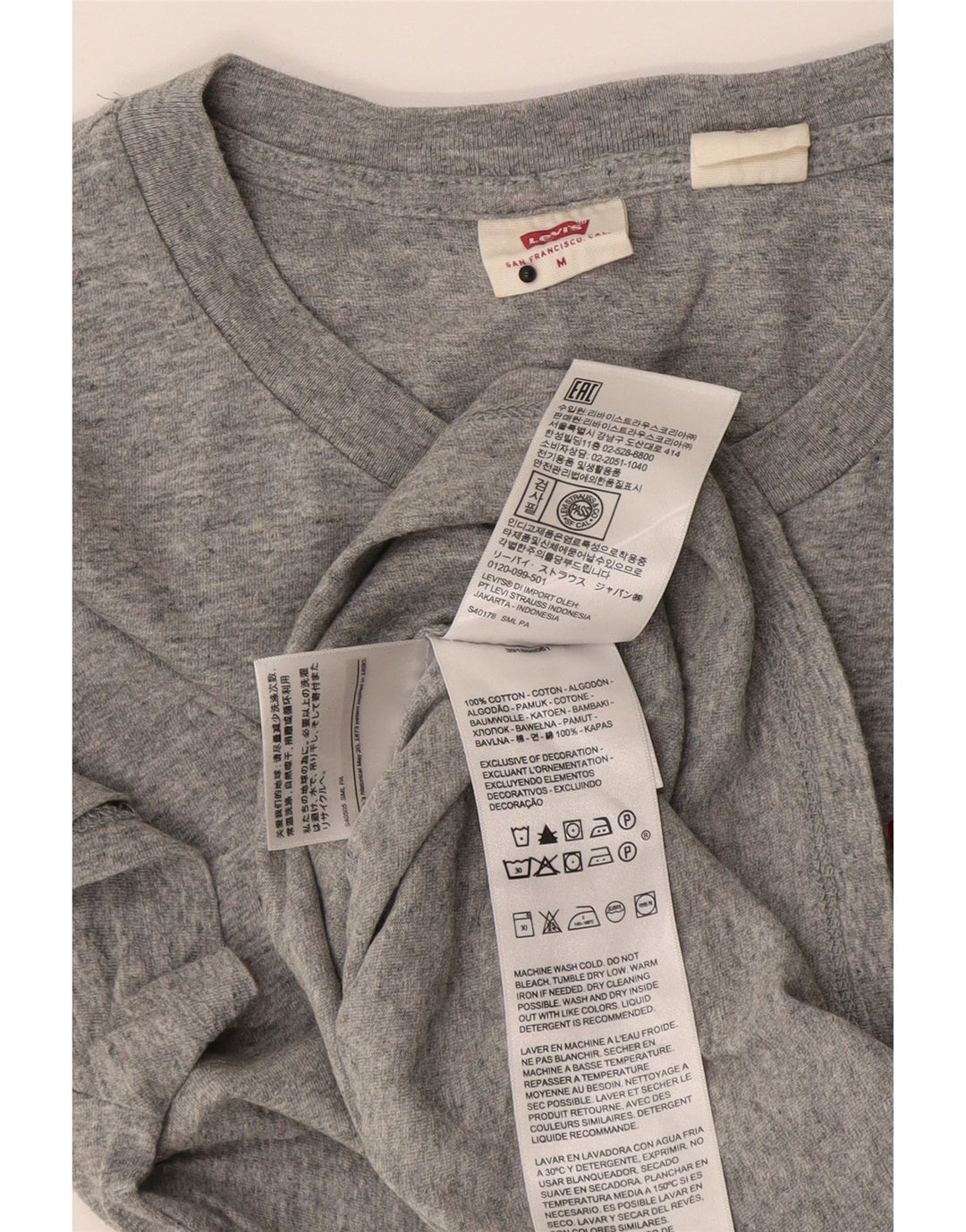 T-shirt da donna Levi's Top UK 12 Cotone screziato grigio medio