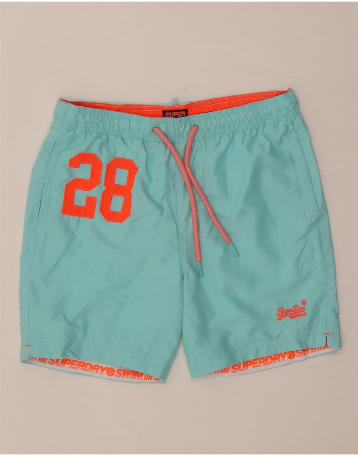 Pantaloncini da bagno grafici da uomo Superdry in poliestere blu medio