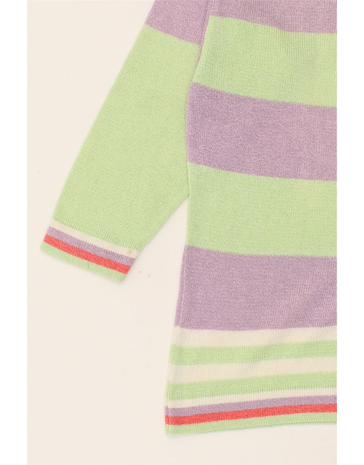 VINTAGE Womens Crew Neck Jumper Sweater UK 14 Medium Multicoloured Striped Vintage Vintage and Second-Hand Vintage from Messina Hembry 