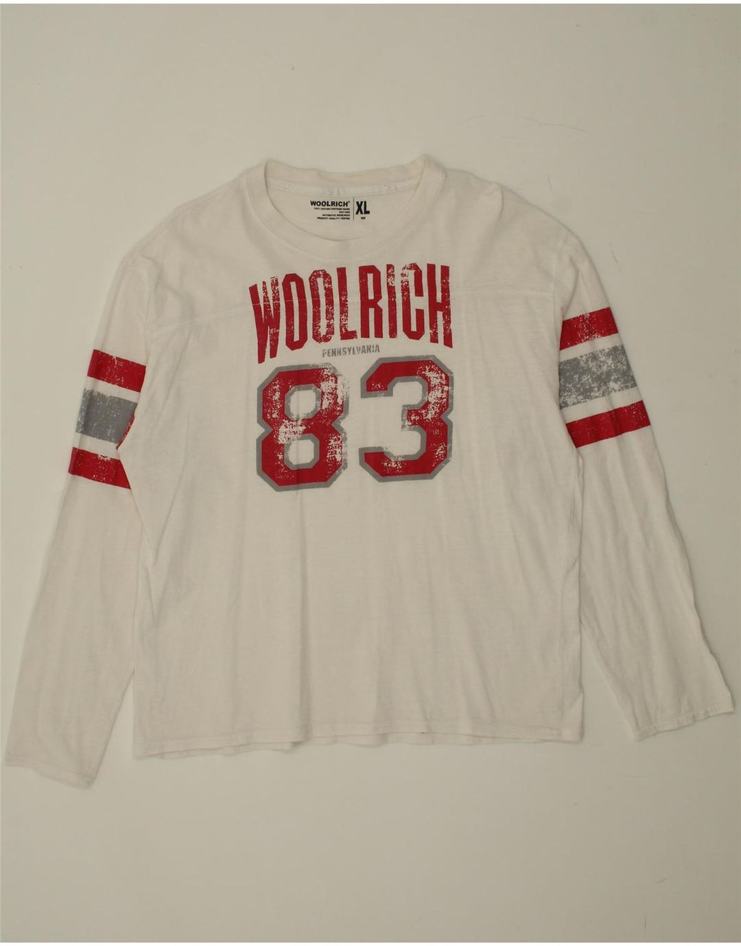 WOOLRICH Womens Graphic Top Long Sleeve UK 18 XL White Cotton Vintage Woolrich and Second-Hand Woolrich from Messina Hembry 