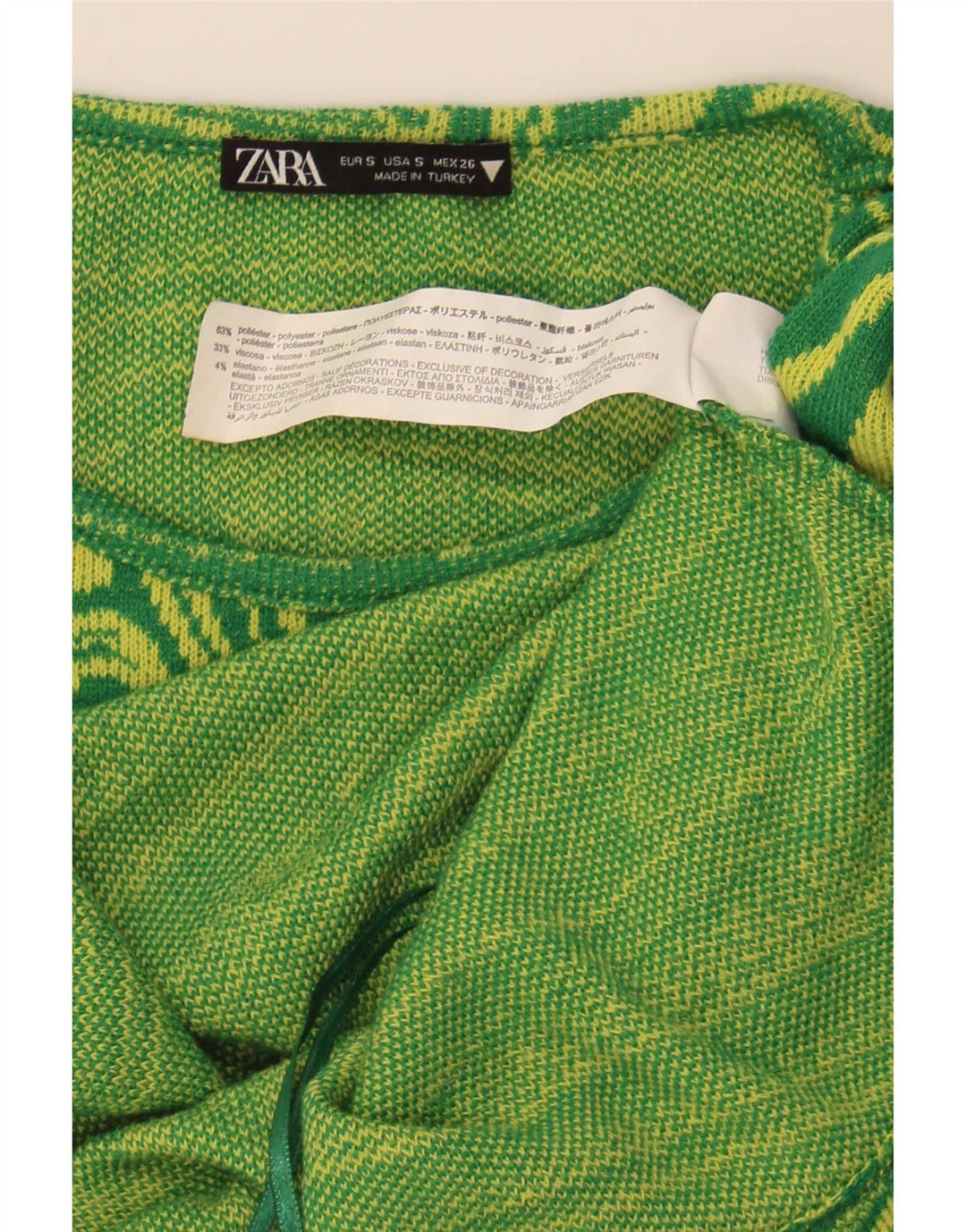 Vestito aderente ritagliato da donna Zara con motivo astratto UK 8 piccolo verde