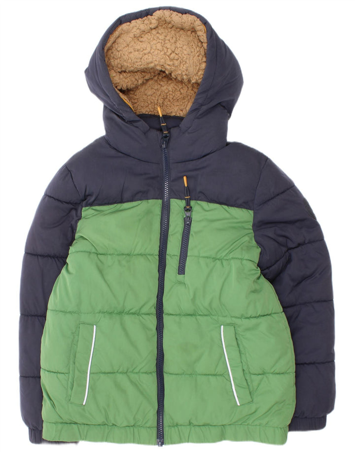 Giacca imbottita con cappuccio per ragazzi Fat Face 8-9 anni Poliestere color block verde