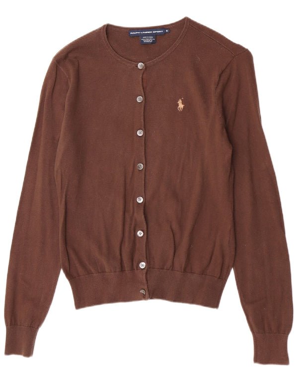 Maglione cardigan da donna Ralph Lauren UK 12 Cotone marrone medio
