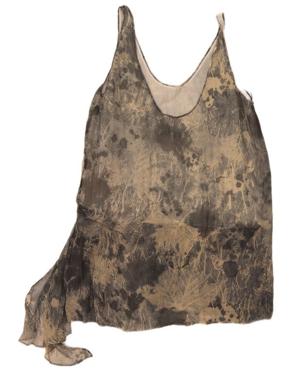 Top tunica asimmetrica senza maniche da donna Zara UK 12 Grigio medio Tie Dye