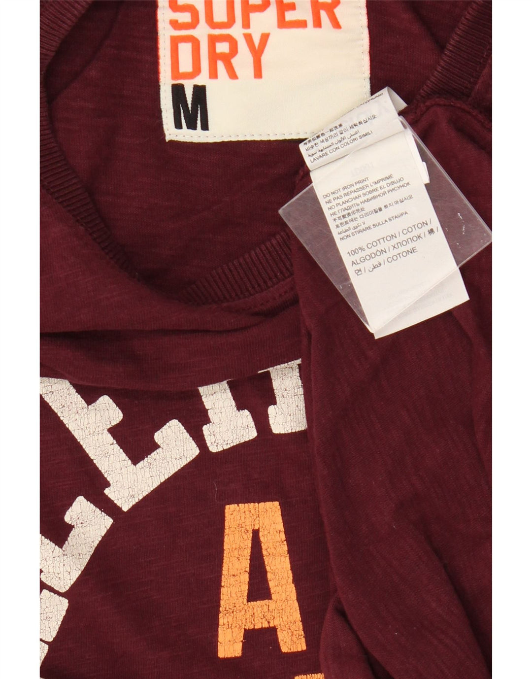 T-shirt grafica da uomo Superdry Top in cotone bordeaux medio