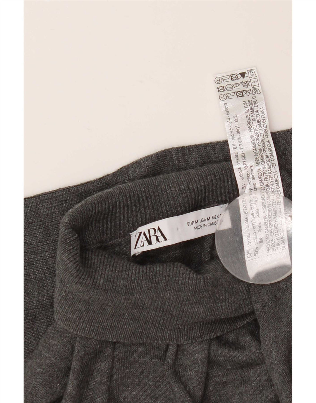 Maglione Zara da uomo a collo alto in viscosa grigio medio