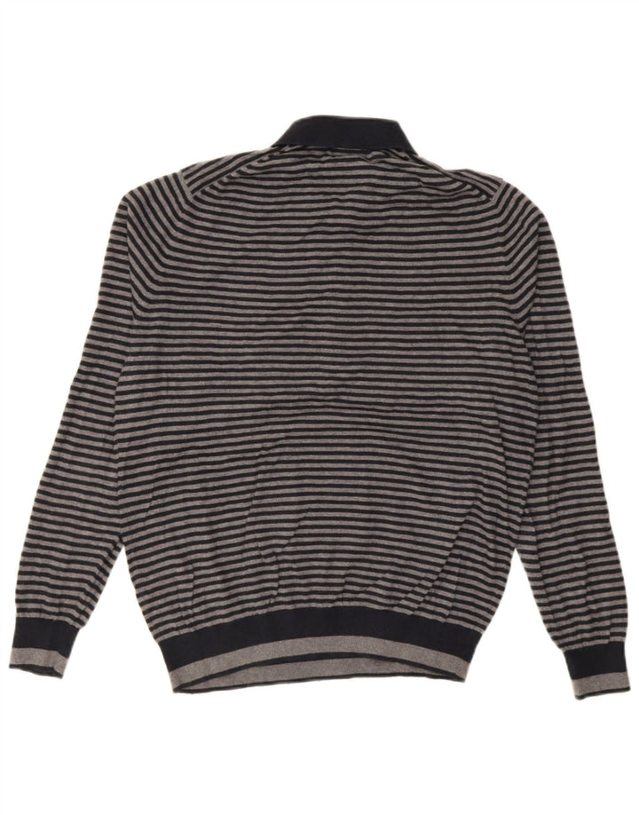 Massimo Dutti Maglione da uomo con collo alto in cotone a righe grigio medio