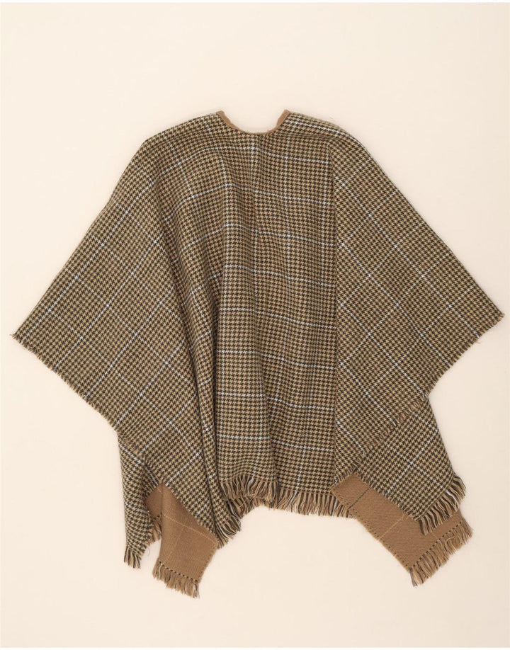 Cappotto a mantella reversibile da donna, taglia unica, a quadri beige
