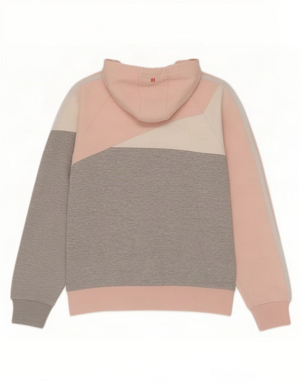 Felpa con cappuccio da donna Adidas UK 12 Cotone color block grigio medio