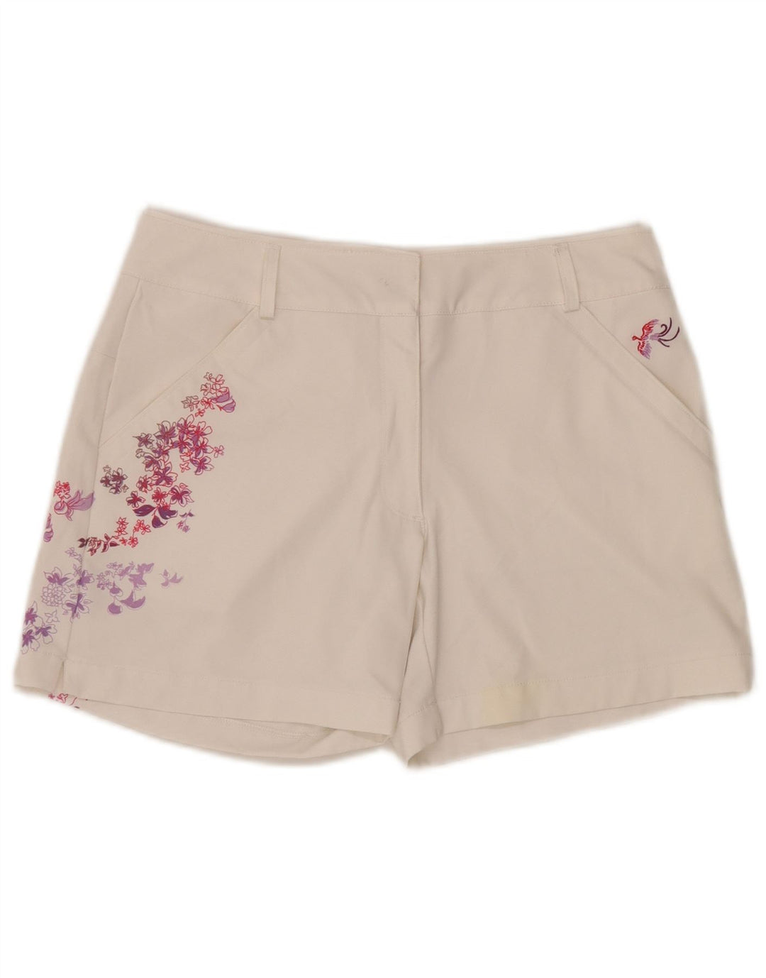 Pantaloncini chino con grafica da golf da donna Nike Small W28 poliestere floreale bianco