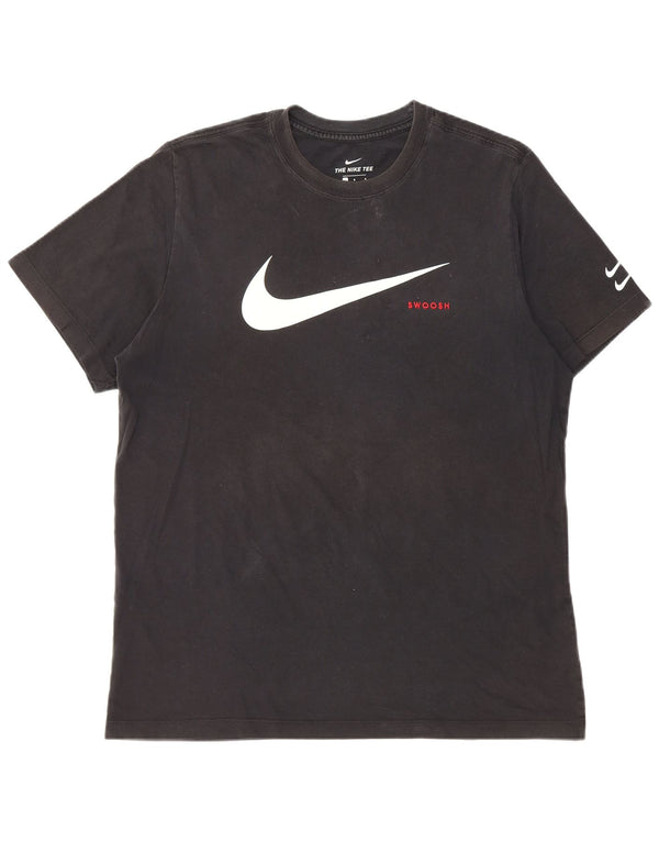 T-shirt grafica Nike Swoosh da uomo, grande, in cotone nero