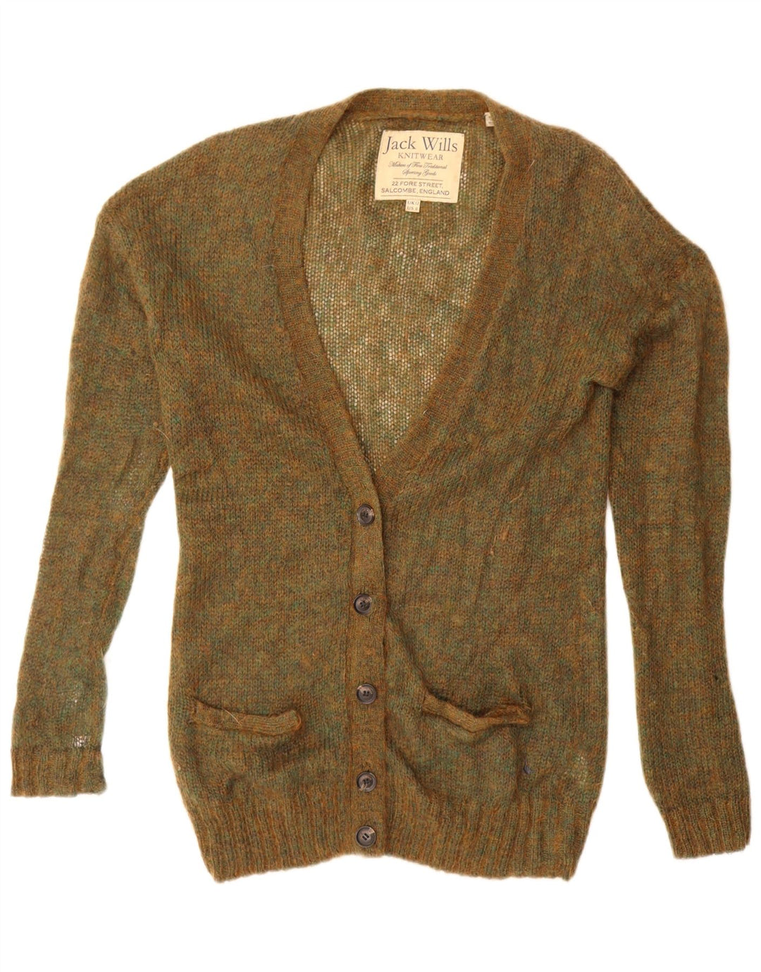 Maglione cardigan oversize da donna Jack Wills UK 12 medio kaki chiazzato