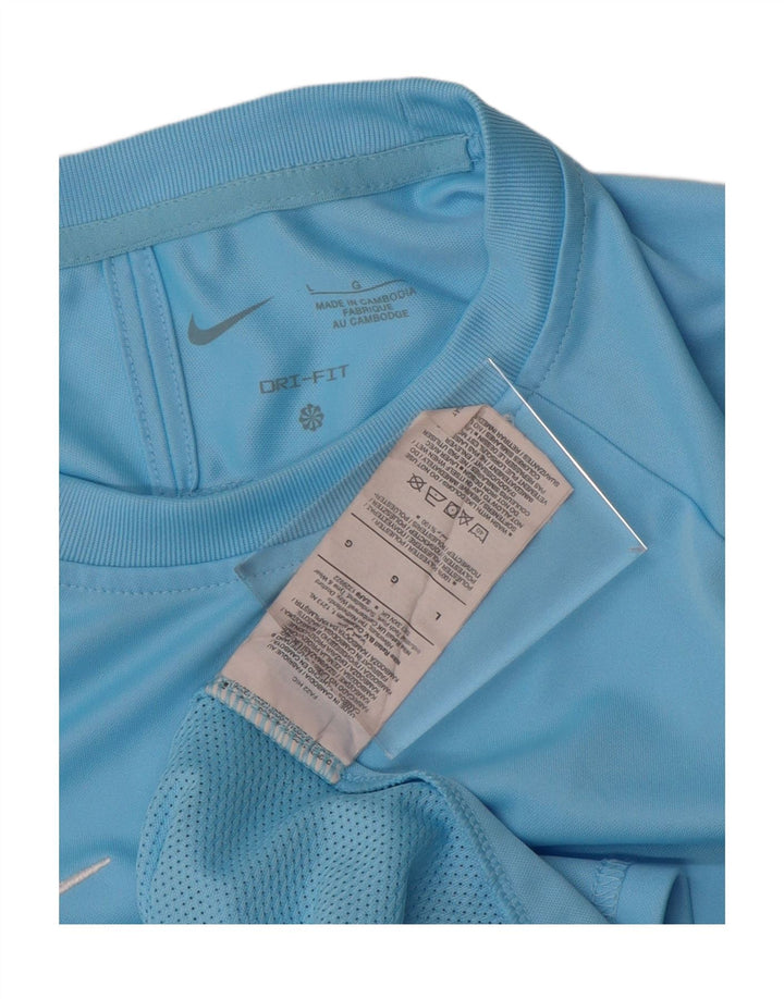 NIKE T-shirt da uomo Dri Fit Top grande blu in poliestere color block