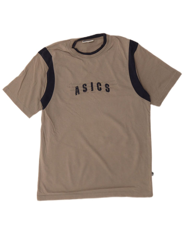 T-shirt grafica da uomo Asics Top Small in cotone color block grigio