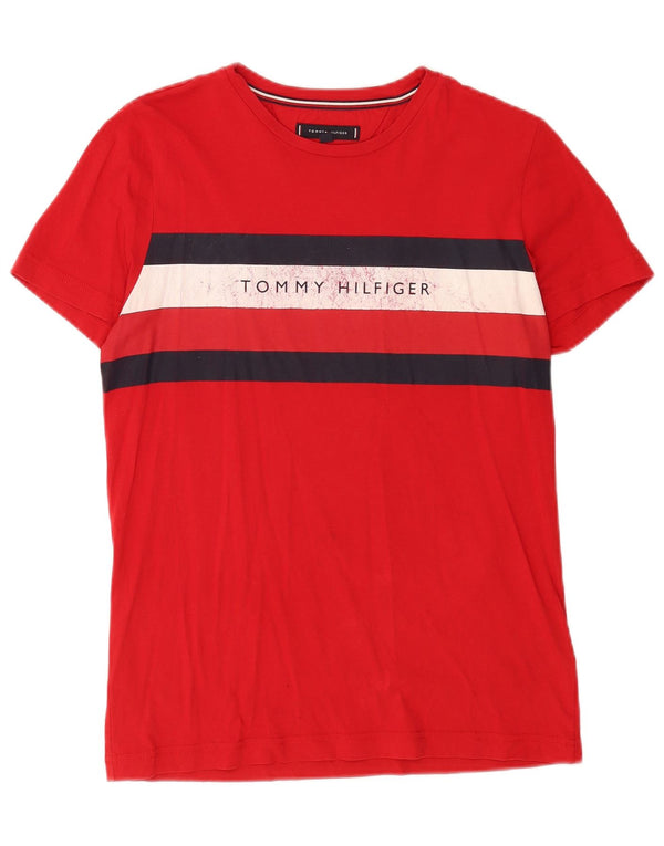 T-shirt grafica da uomo Tommy Hilfiger Top Small in cotone color block rosso