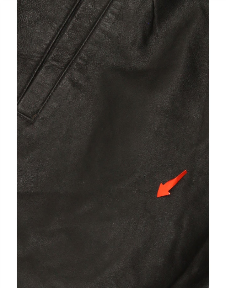 MISS JOY Pantaloncini in pelle a vita alta da donna EU 38 Medium W25 Pelle nera