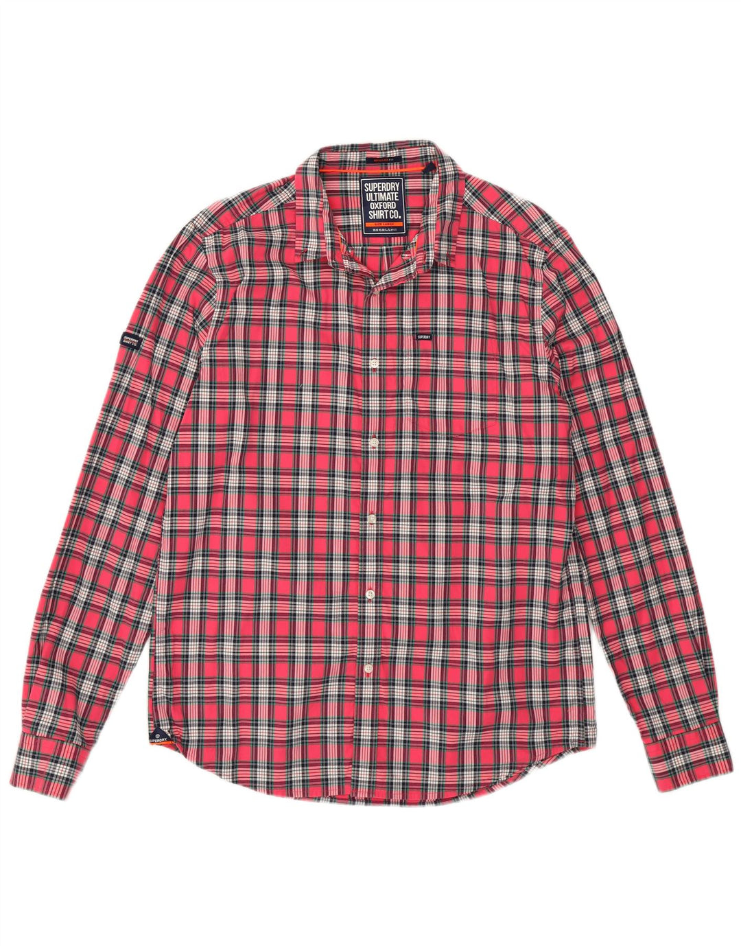 Camicia da uomo in flanella dalla vestibilità regolare SUPERDRY, cotone a quadri rosa grande