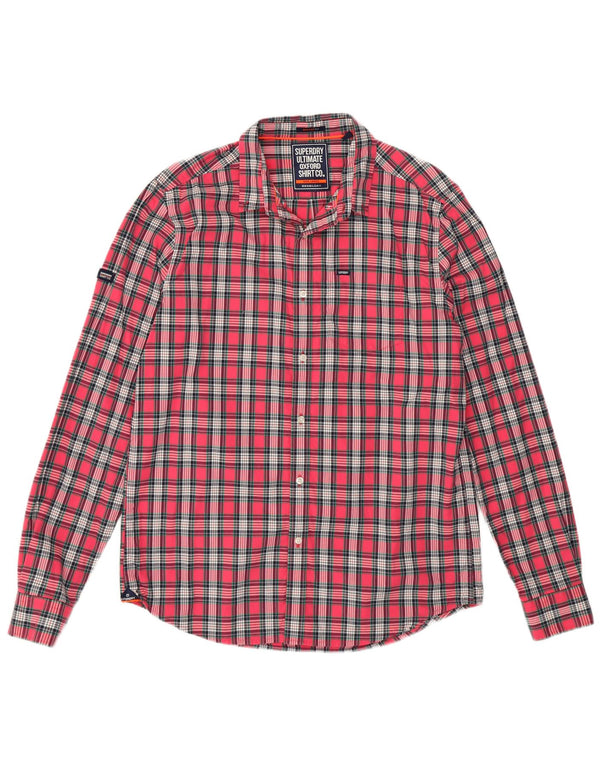 Camicia da uomo in flanella dalla vestibilità regolare SUPERDRY, cotone a quadri rosa grande
