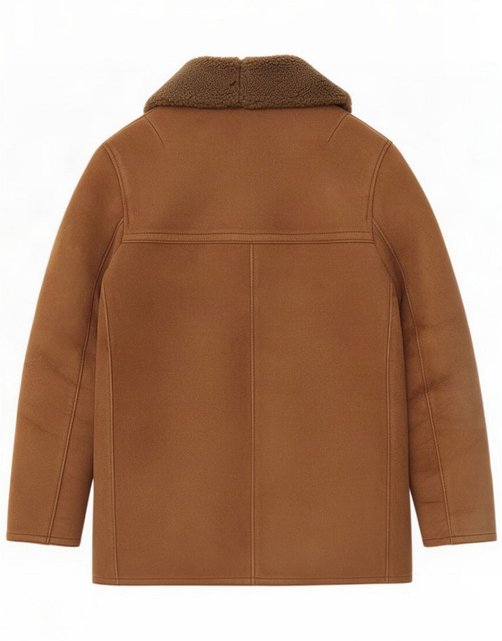 Cappotto vintage in shearling da donna EU 38 Pelle di agnello marrone medio