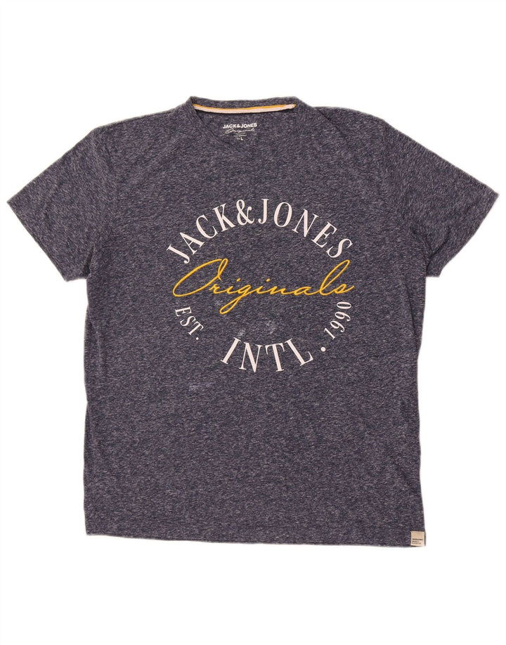 Jack & Jones T-shirt grafica da uomo Top grande in poliestere chiazzato blu navy