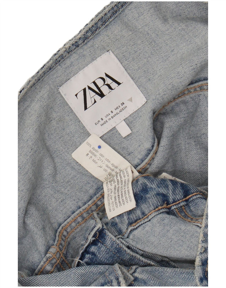 Tutina corta in denim invecchiato Zara da donna UK 10 piccola in cotone blu