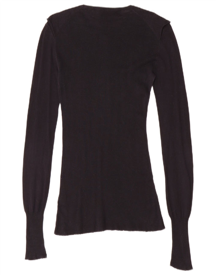 Top Zara da donna a maniche lunghe UK 14 grande cotone nero
