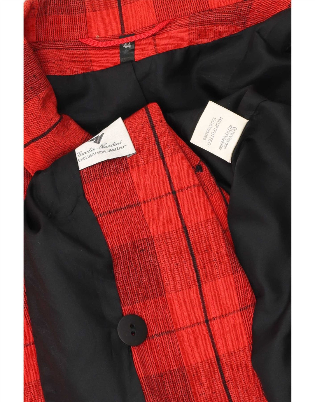 Giacca blazer doppiopetto vintage da donna EU 44 XL viscosa a quadri rossa