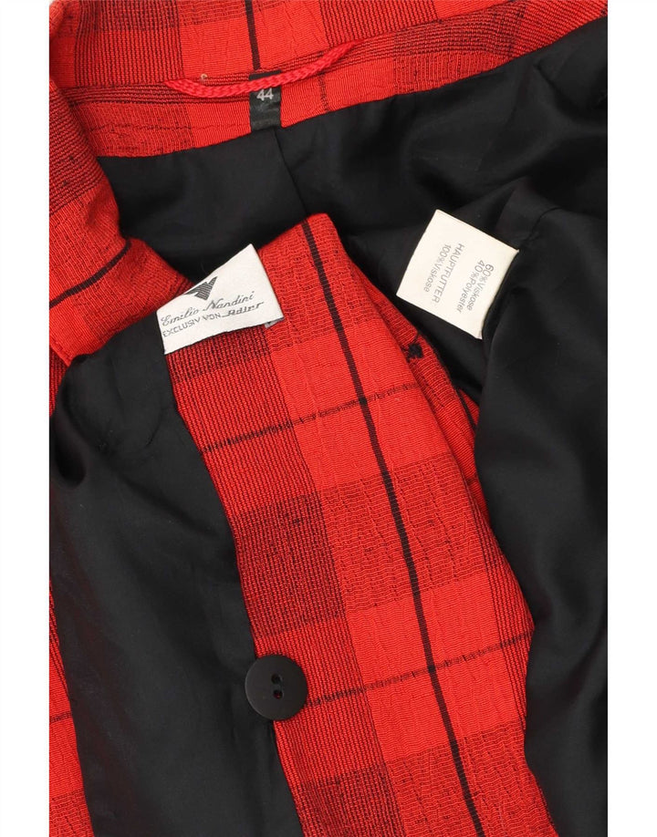 Giacca blazer doppiopetto vintage da donna EU 44 XL viscosa a quadri rossa