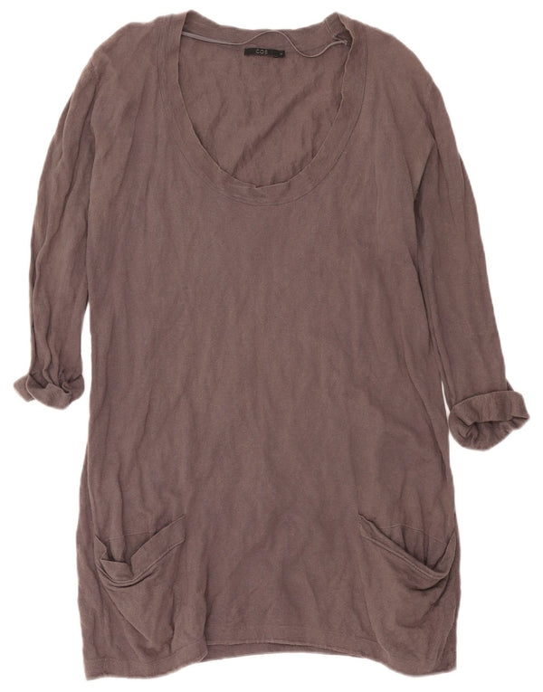 Abito maglione oversize da donna con maniche a 3/4 Cos UK 10 piccolo cotone grigio