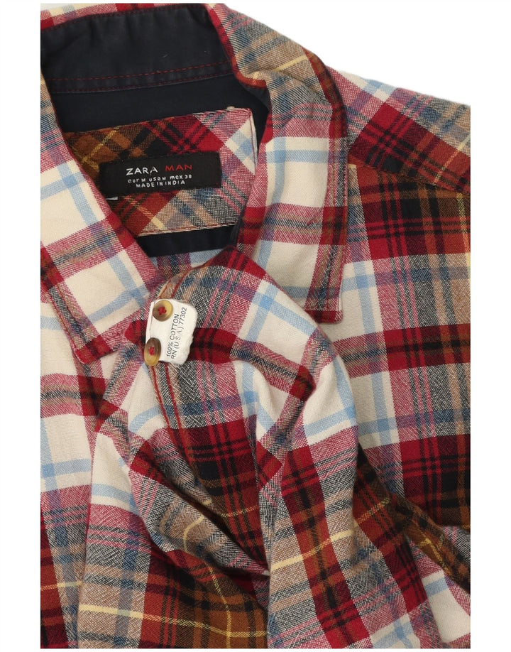 Camicia Zara da uomo in flanella di cotone a quadri multicolore medio