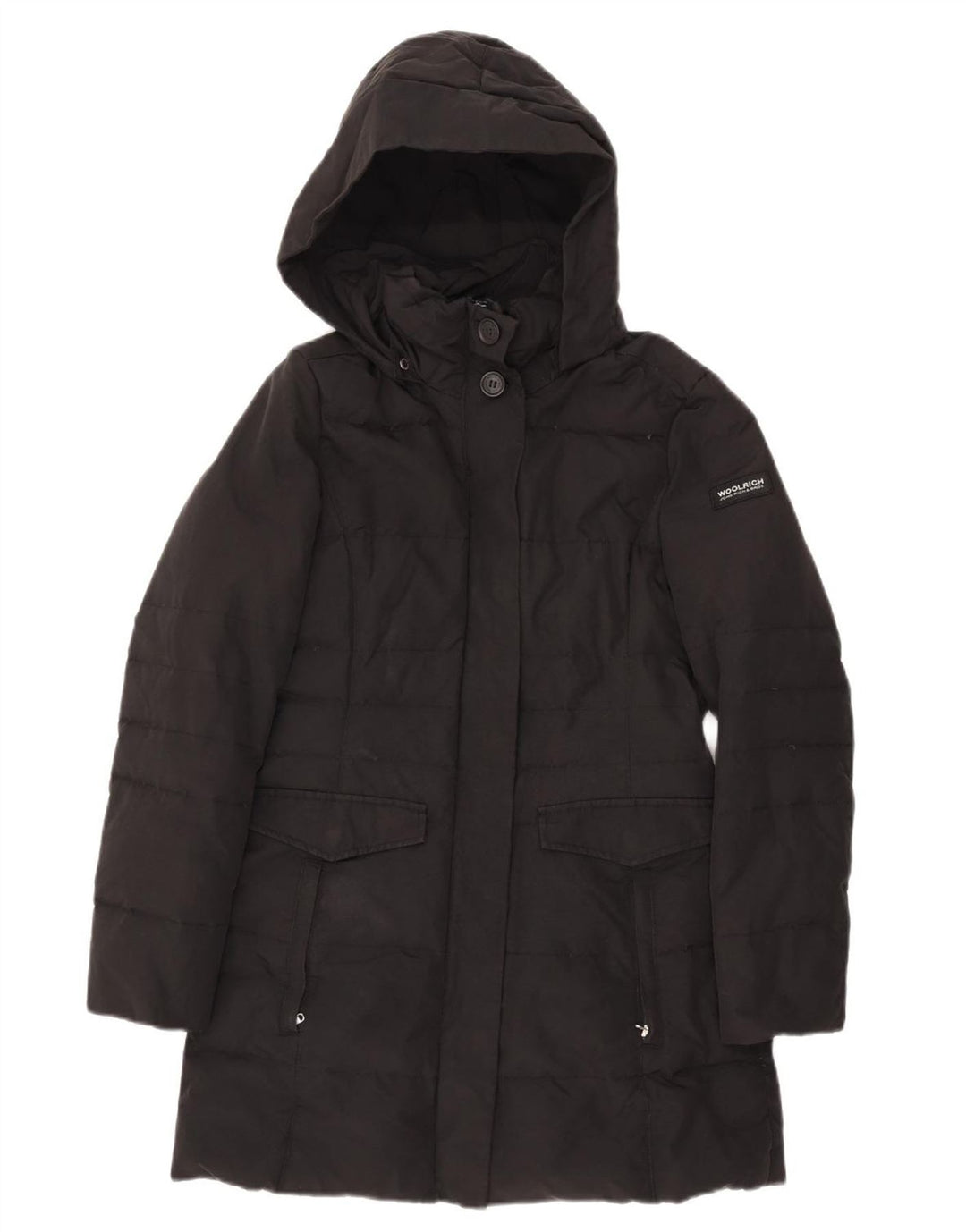 Cappotto imbottito con cappuccio da donna Woolrich UK 10 piccolo nero
