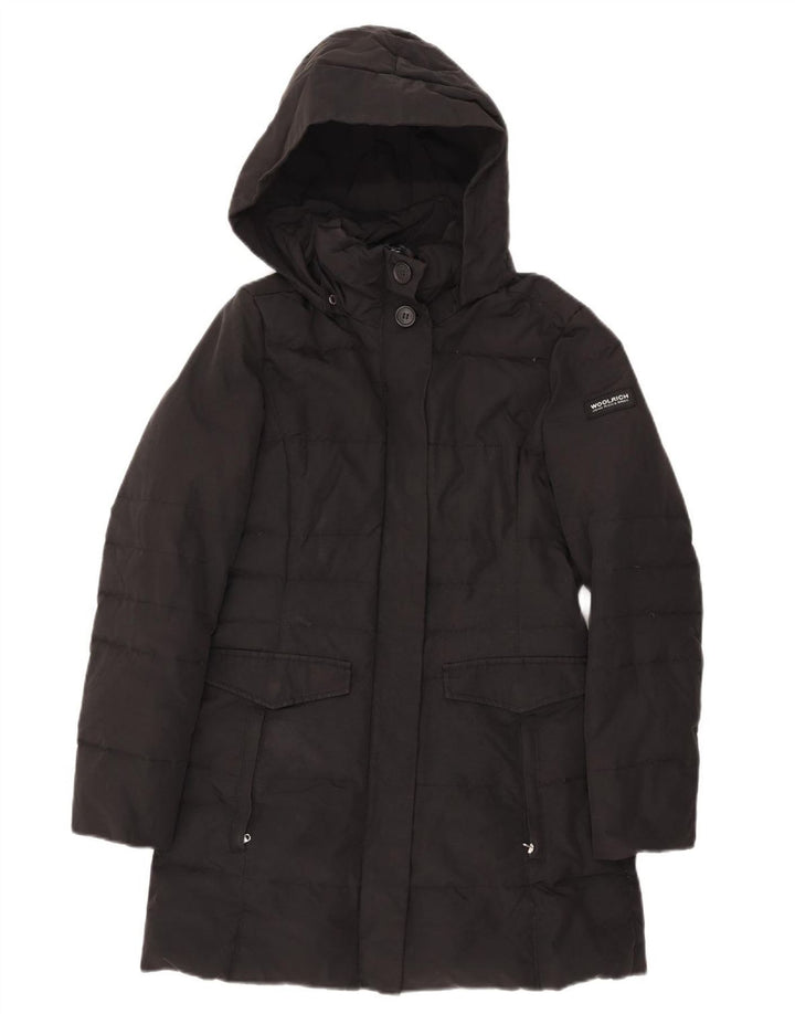 Cappotto imbottito con cappuccio da donna Woolrich UK 10 piccolo nero