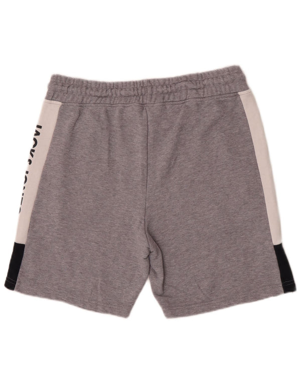 Jack & Jones Mens Graphic Sport Shorts Medium Grey Colourblock Cotton