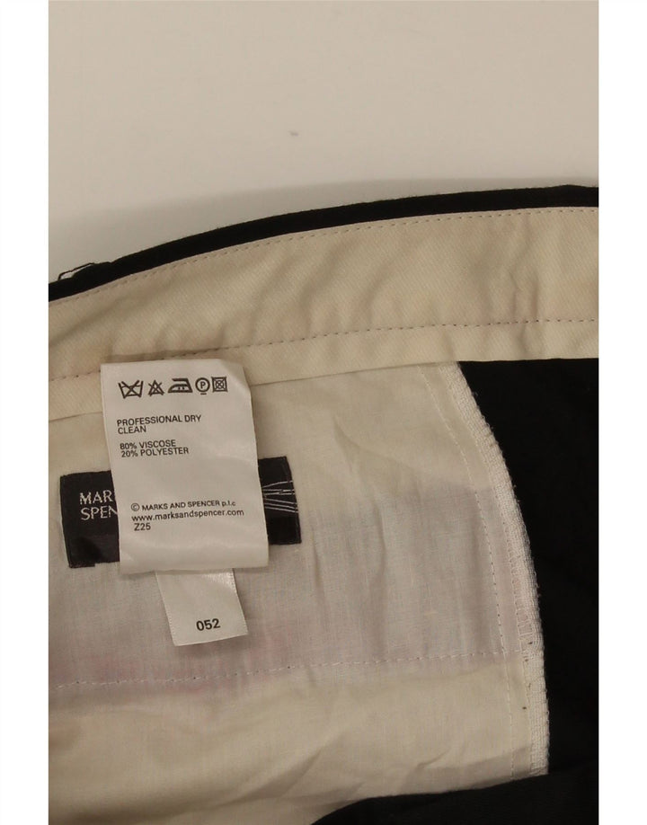 Pantaloni da abito con pegging da uomo Marks & Spencer W42 L33 viscosa nera