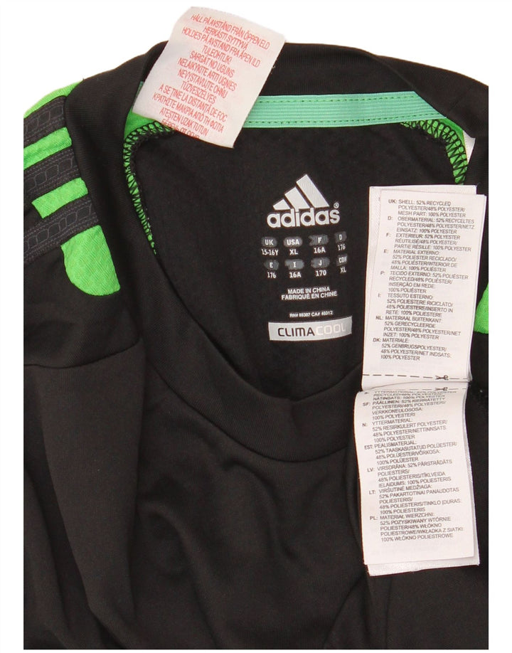 Maglietta Adidas Climacool da ragazzo, 15-16 anni, in poliestere color block nero