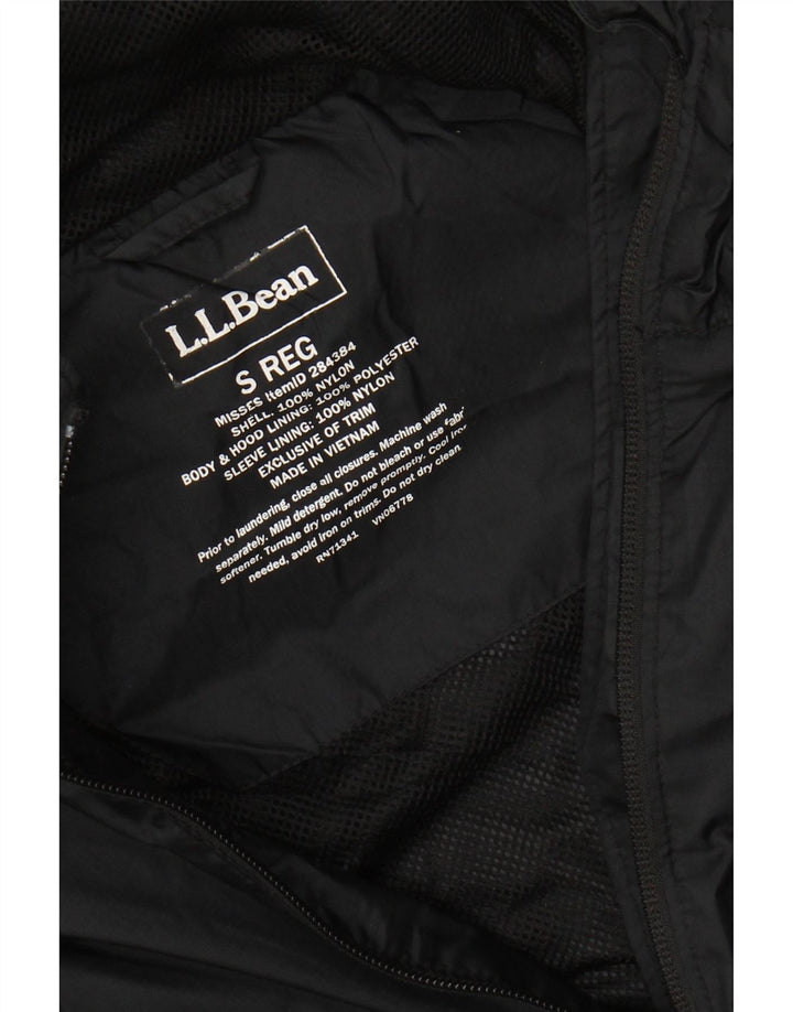 L.L.BEAN Giacca antipioggia oversize da donna con cappuccio UK 10 Small Nylon nero