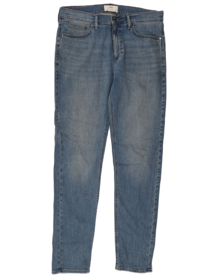 Jeans slim da uomo Marks & Spencer W34 L33 cotone blu