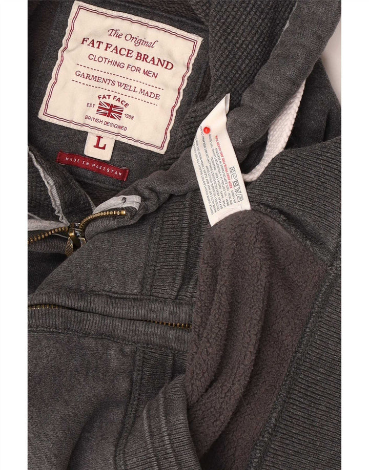 Maglione con cappuccio e zip da uomo Fat Face grande in cotone grigio