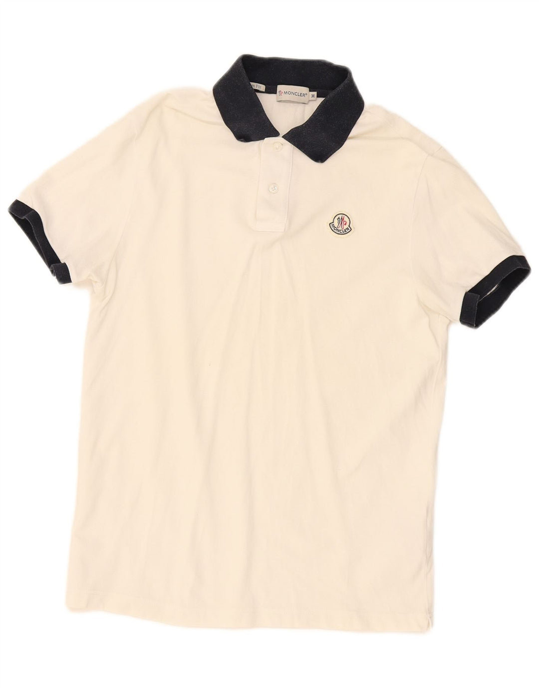 Polo Moncler da uomo slim fit in cotone color block bianco medio