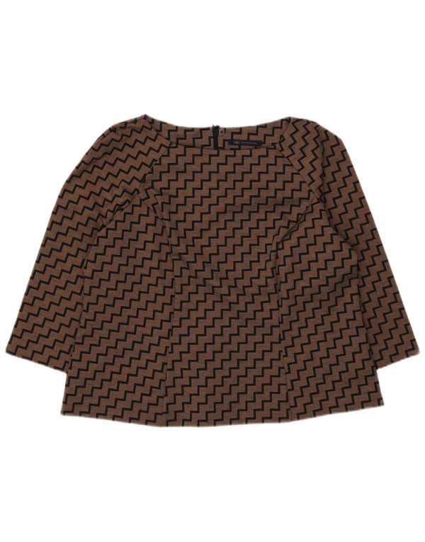 Top in camicetta con maniche a 3/4 da donna Marks & Spencer UK 20 2XL Marrone geometrico