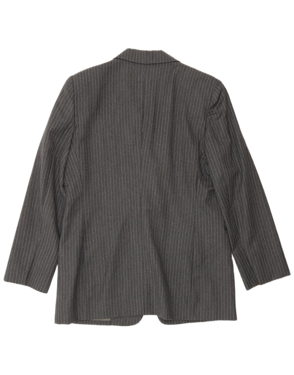 Giacca blazer da donna Ferre 001 a 1 bottone UK 16 grande acetato gessato grigio