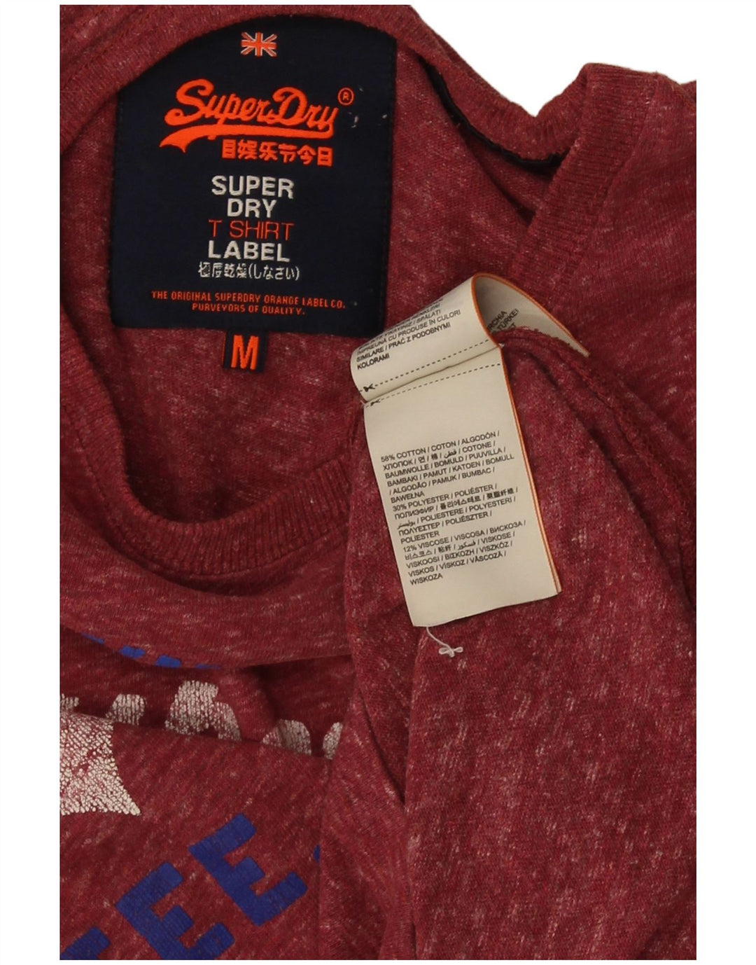 T-shirt grafica da uomo Superdry Top in cotone chiazzato rosso medio